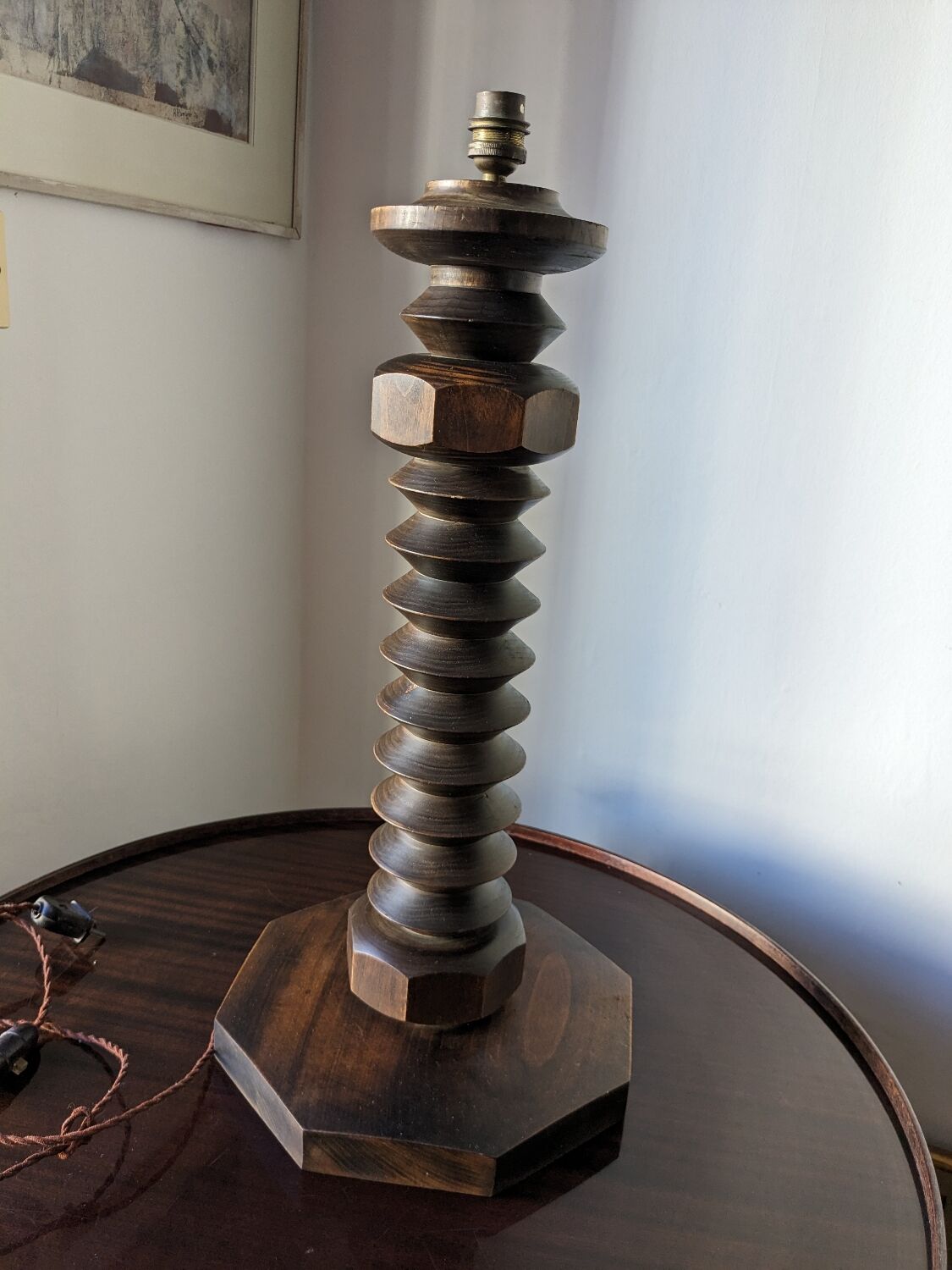 Large brutalist art deco Dudouyt style lamp