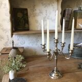 5-branch silver-plated metal candle holder