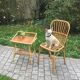 Bedside / side table rattan 1950 vintage