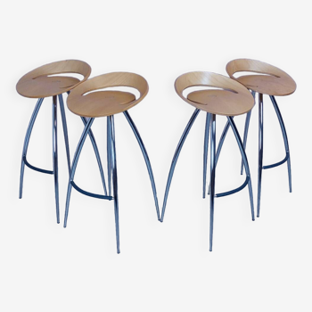 Set of 4 Magis Lyra Bar Stools 1990's.