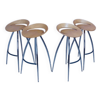 Set of 4 Magis Lyra Bar Stools 1990's.