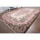 1970s Vintage Turkish Oushak Handmade Wool Cotton Pink Area Rug 173x293