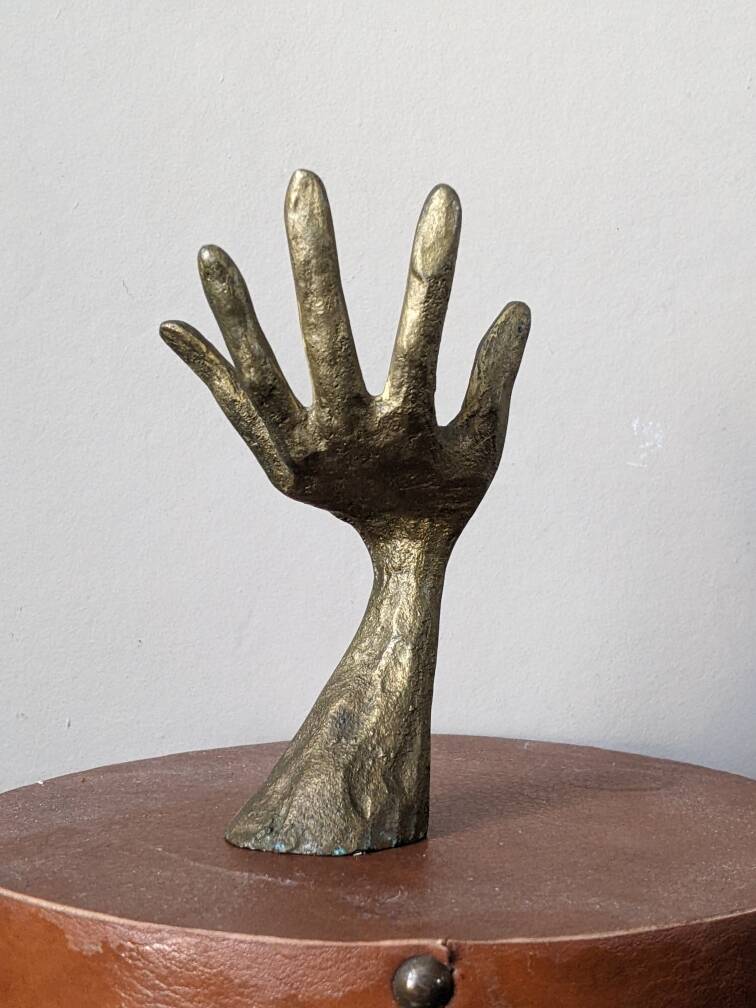 Vintage bronze hand sculpture ring sizer handcrafted decorative object