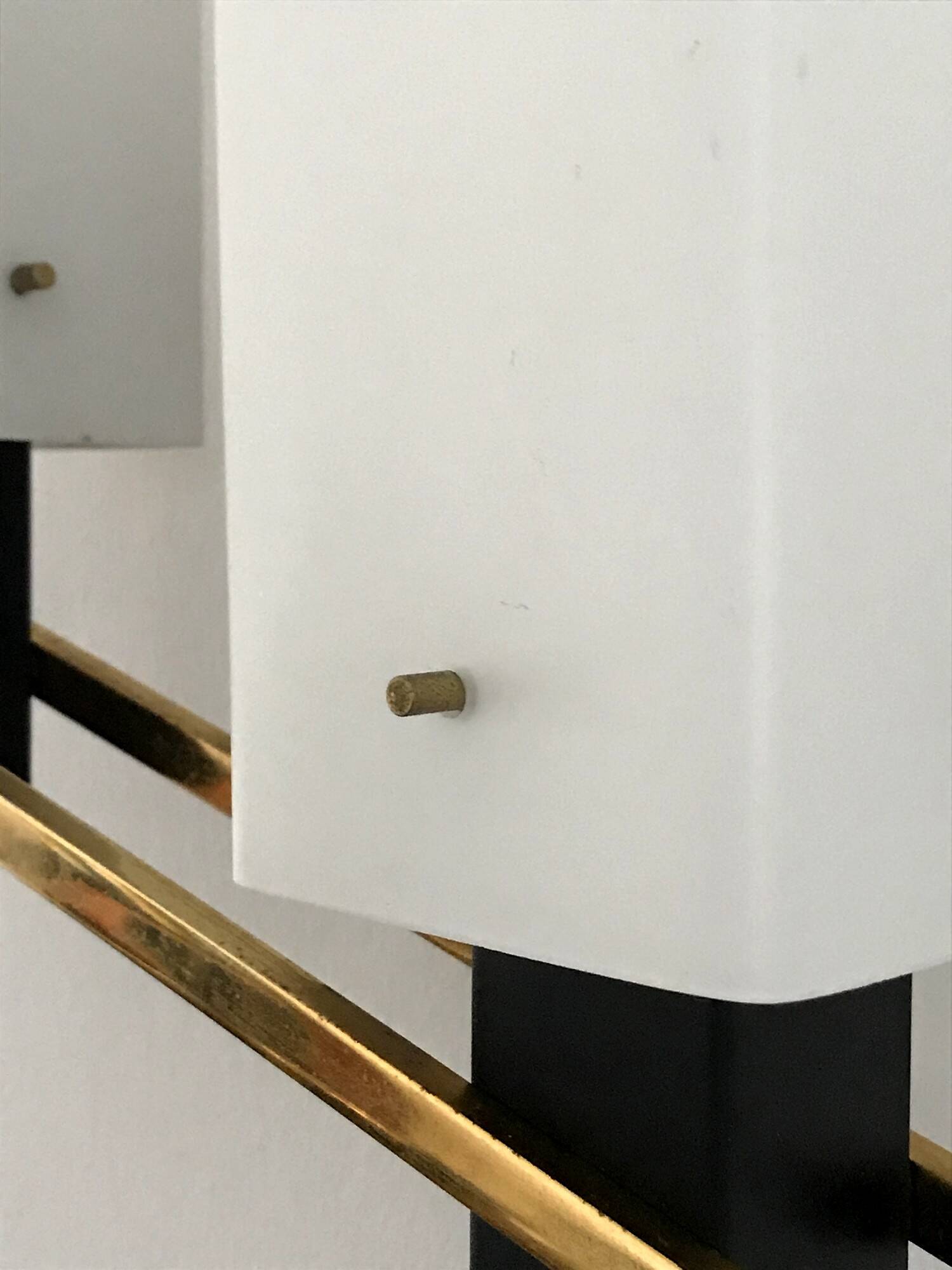 Arlus opaline and vintage steel wall light from the 1950s