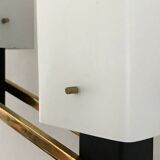 Arlus opaline and vintage steel wall light from the 1950s