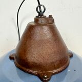 Industrial Blue Enamel and Cast Iron Pendant Light, 1960s