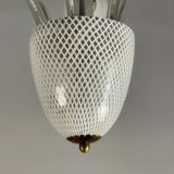 Venetian chandelier in colorless and white murano glass, venini circa 1940