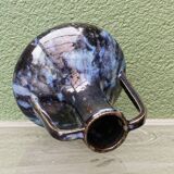 Blue flamed stoneware vase, Art Nouveau style, Reflex