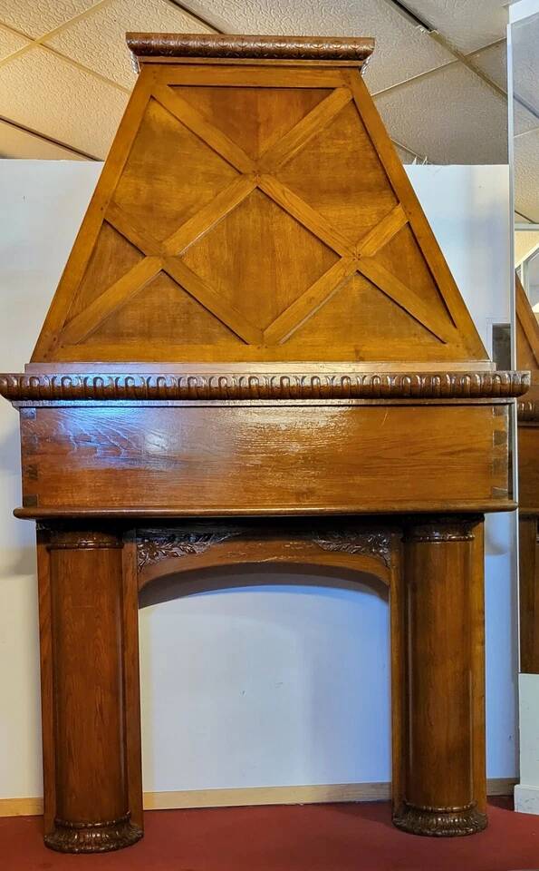 Renaissance style fireplace in solid oak circa 1850