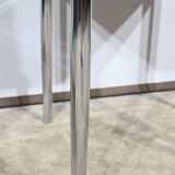 Suite of 3 Leather and Chrome Metal Chairs, attributed to Collomb Creation – 1970
