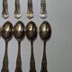 Set of 12 large silver metal spoons, stainless steel, shell