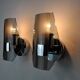 Pair of veca wall lamps, black murano glass, italy 1970