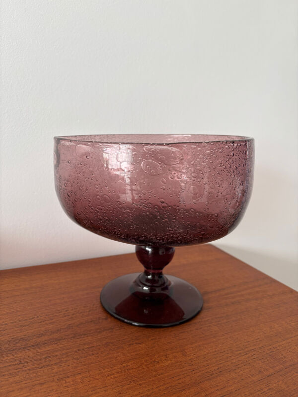 Service à punch vintage  – Verre bullé artisanal, coupe ou louche