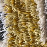 Mid-century Modern High Pile, Yellow, White, Green & Grey Rya Rug, Sweden, 1960s