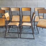 Series of 8 stackable vintage chairs