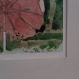 Aquarel of schilderijtje, “Parasol”, M. Van den Dries, 1987