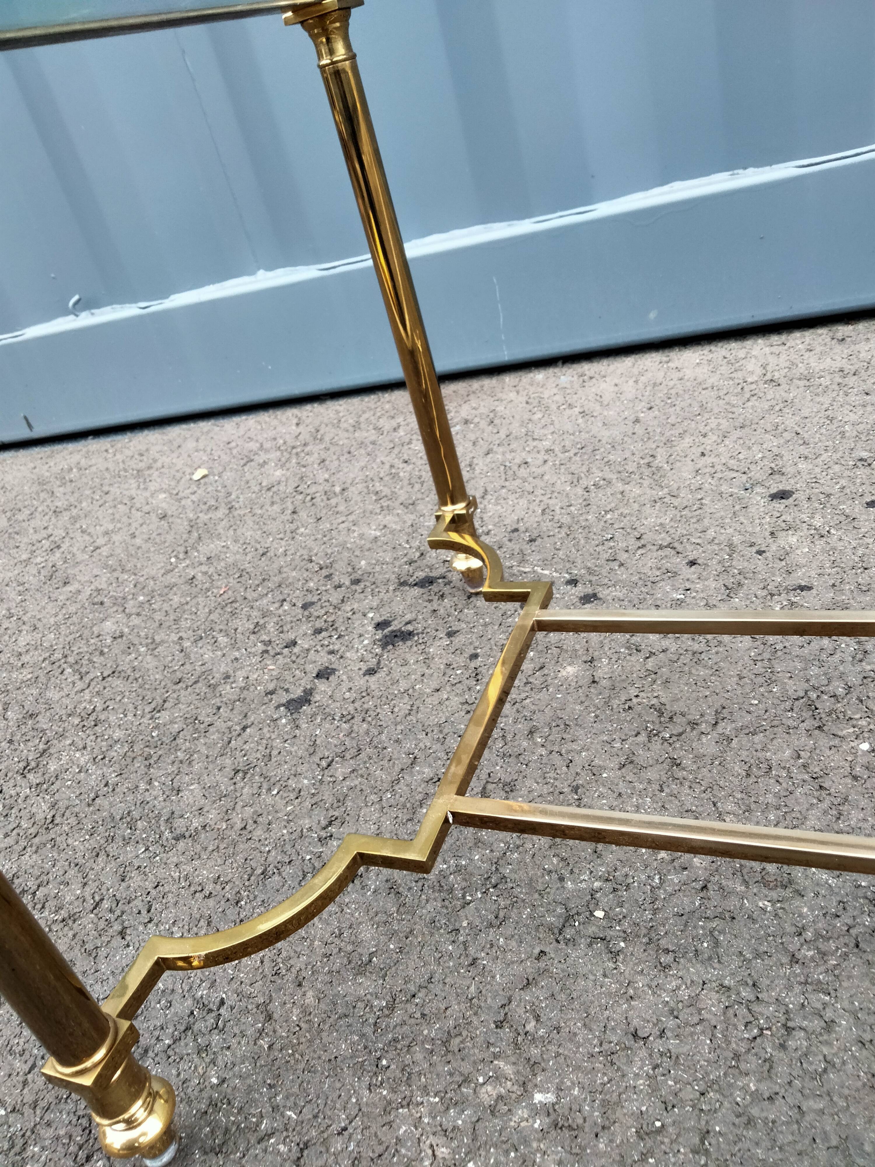 Old coffee table side metal gilded top glass style Louis XVl