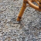 Round rattan coffee table with glass top from the 70s