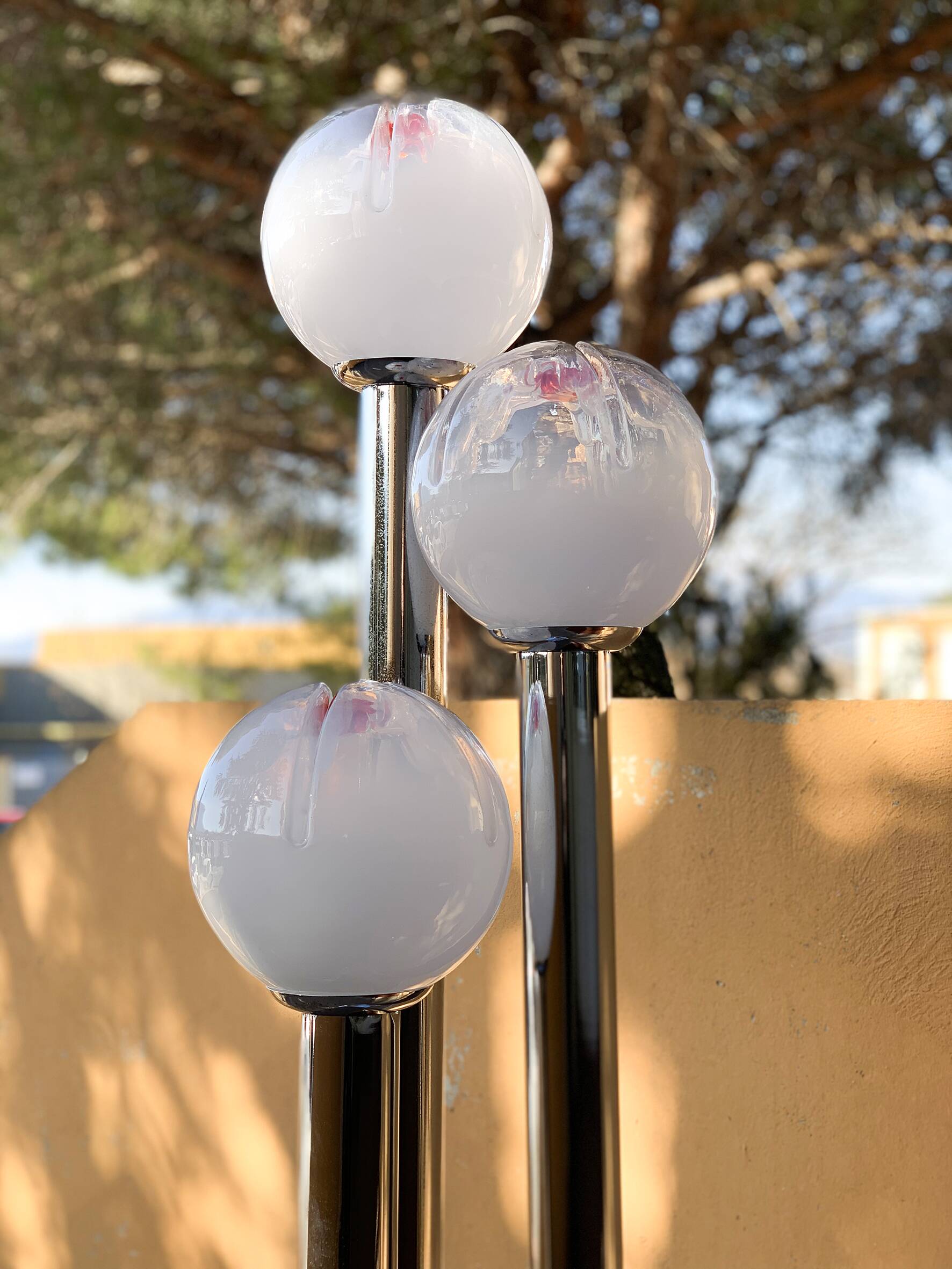 Mazzega chrome and Murano glass floor lamp, 1970s