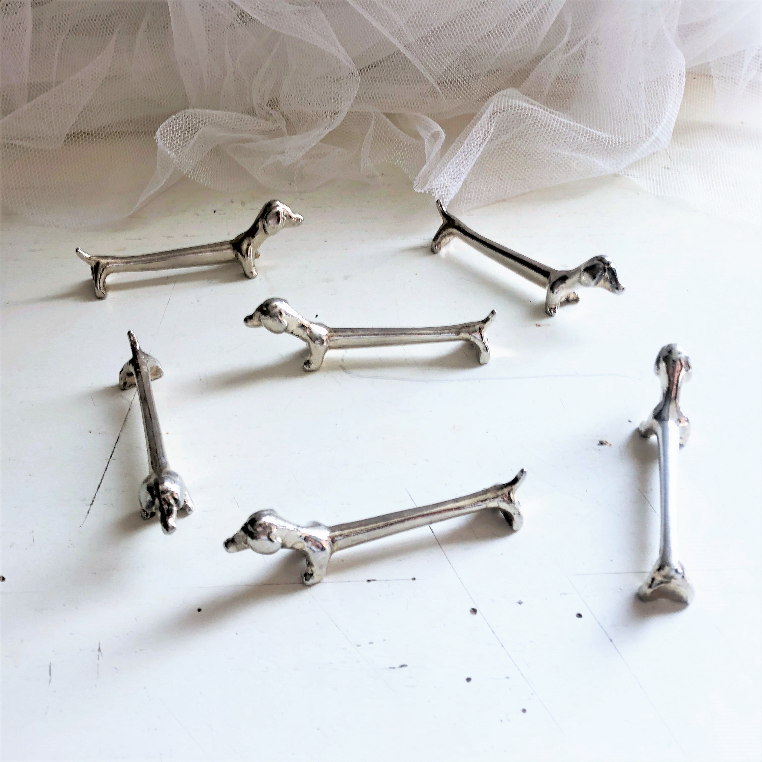 Lot de 6 porte-couteaux en métal argenté
