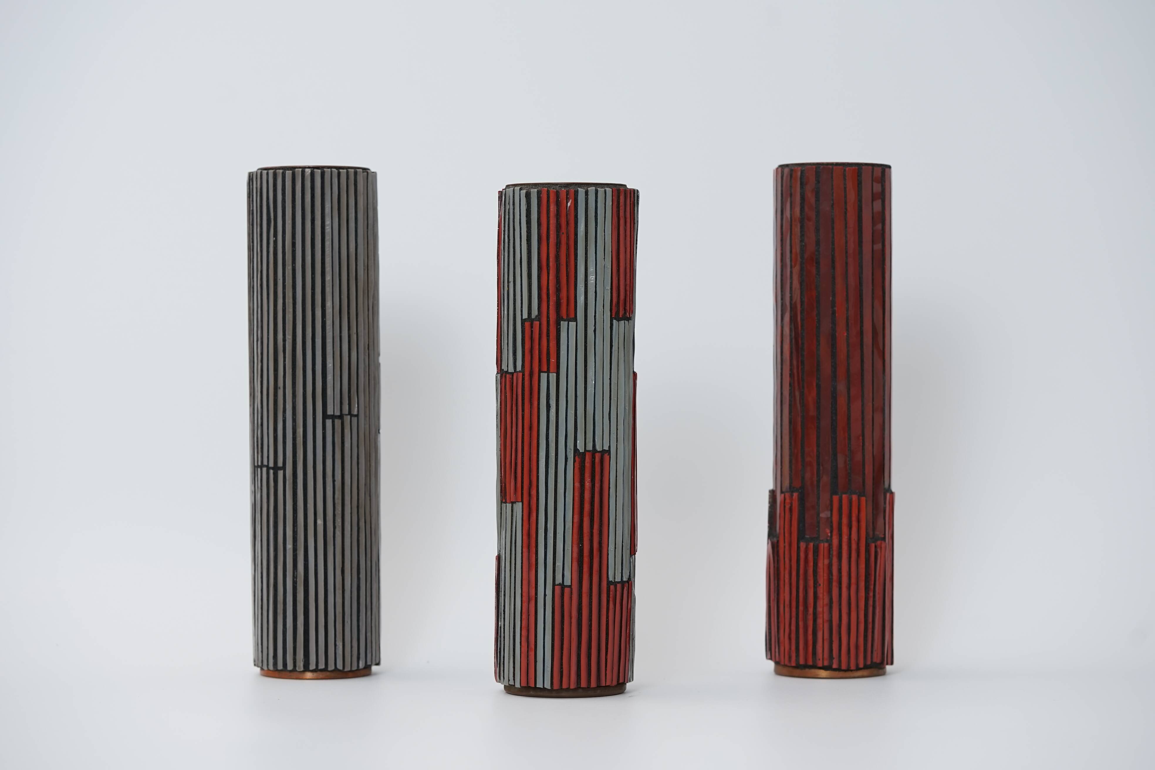 Vintage Pottery Mosaic Vases by W. Zimmermann for Ritter