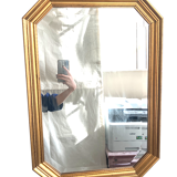 Beveled gold wood mirror