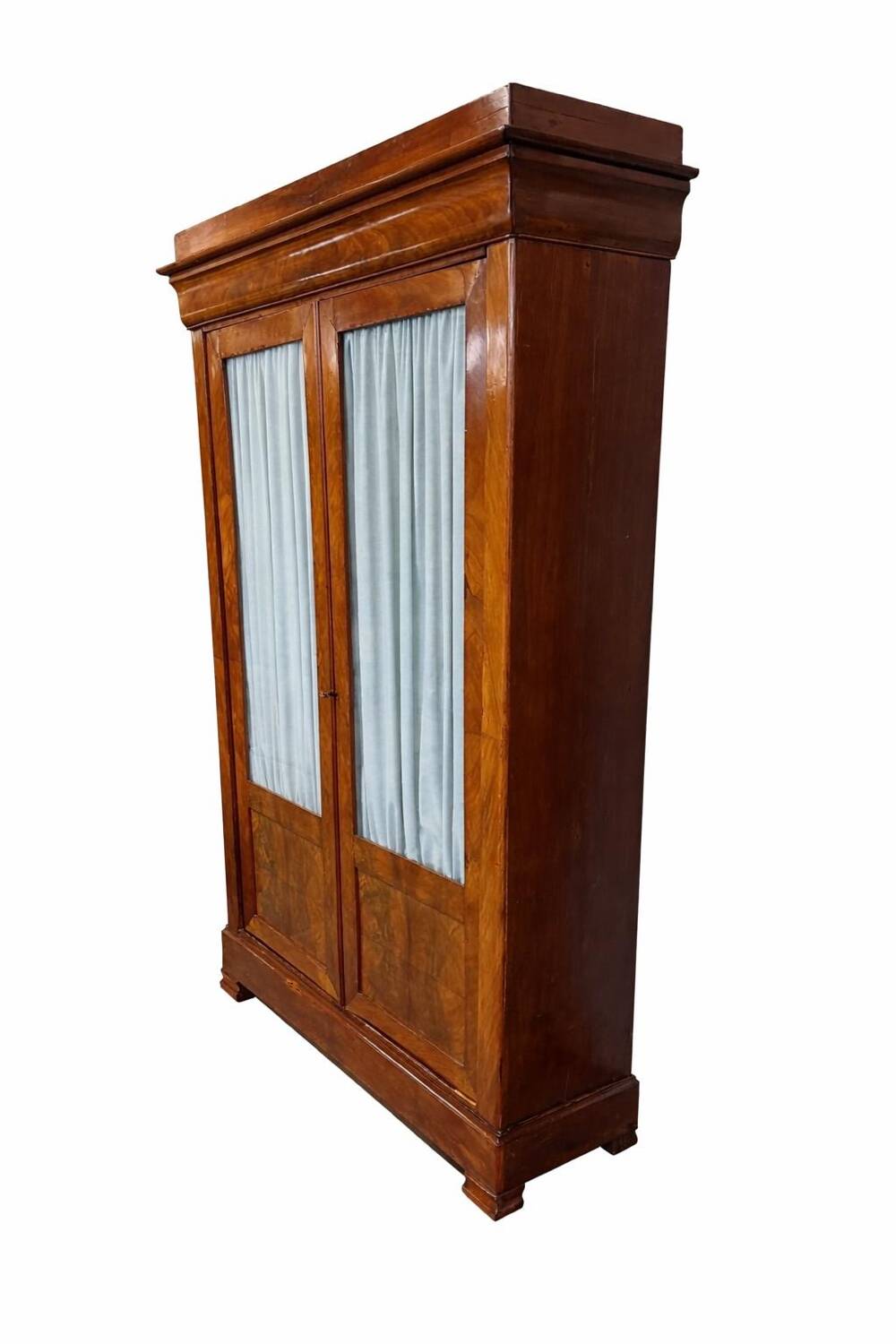 Armoire ancienne en placage d’acajou - portes vitrées - XIXe siècle