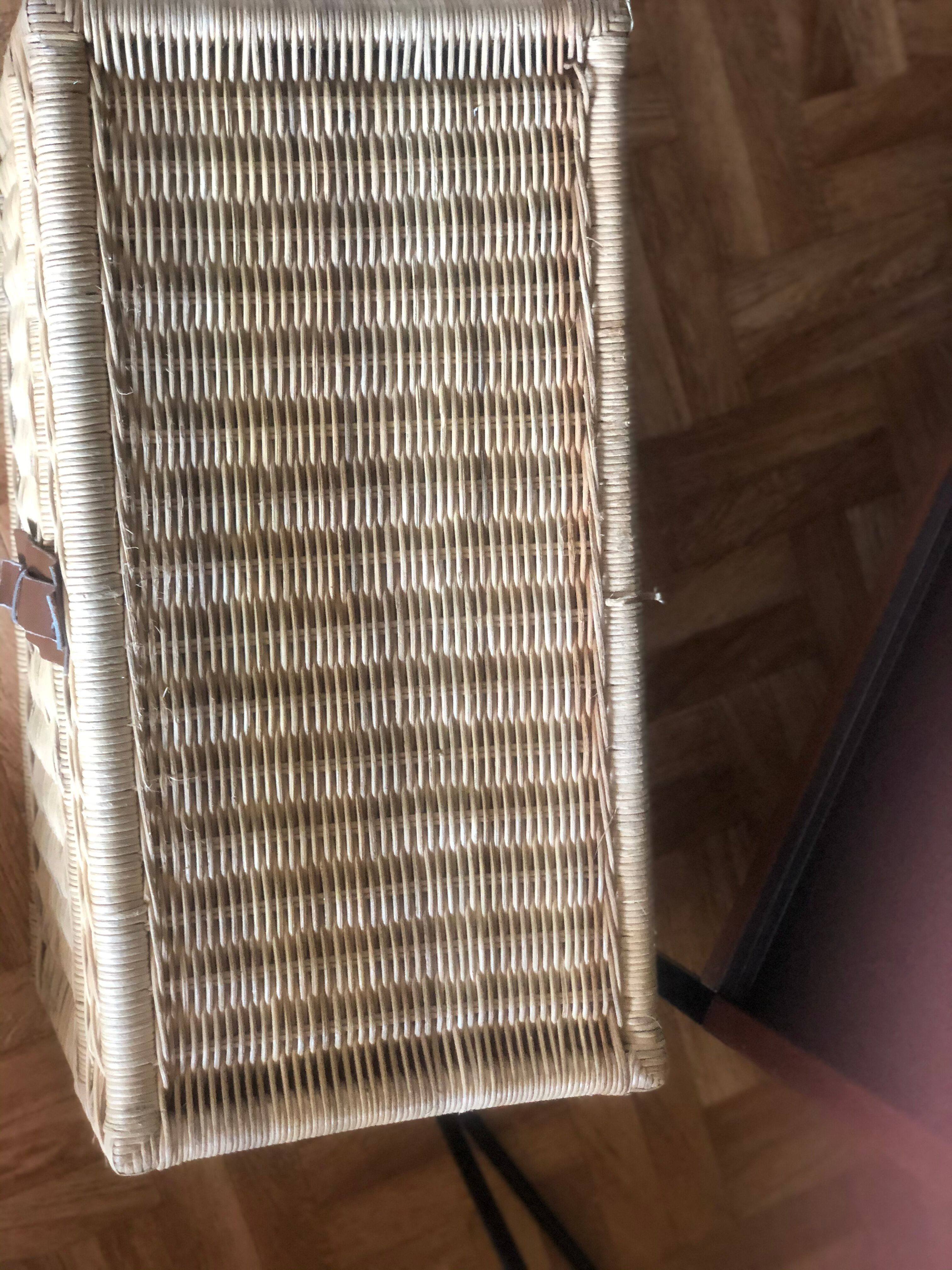 Rattan and leather trunk