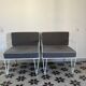 Vintage white metal Croisette style armchairs with hairpin legs in superb condition