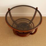 Curved rattan coffee table
