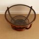 Curved rattan coffee table