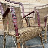 Pair of garden chair in 19th century rattan