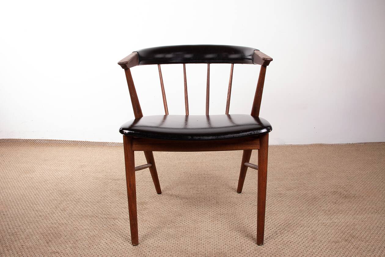 Danish armchairs in teak and skai by Helge Sibast for Sibast 1955.