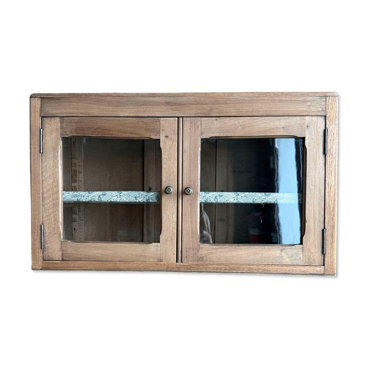 Small antique wall display cabinet in walnut.