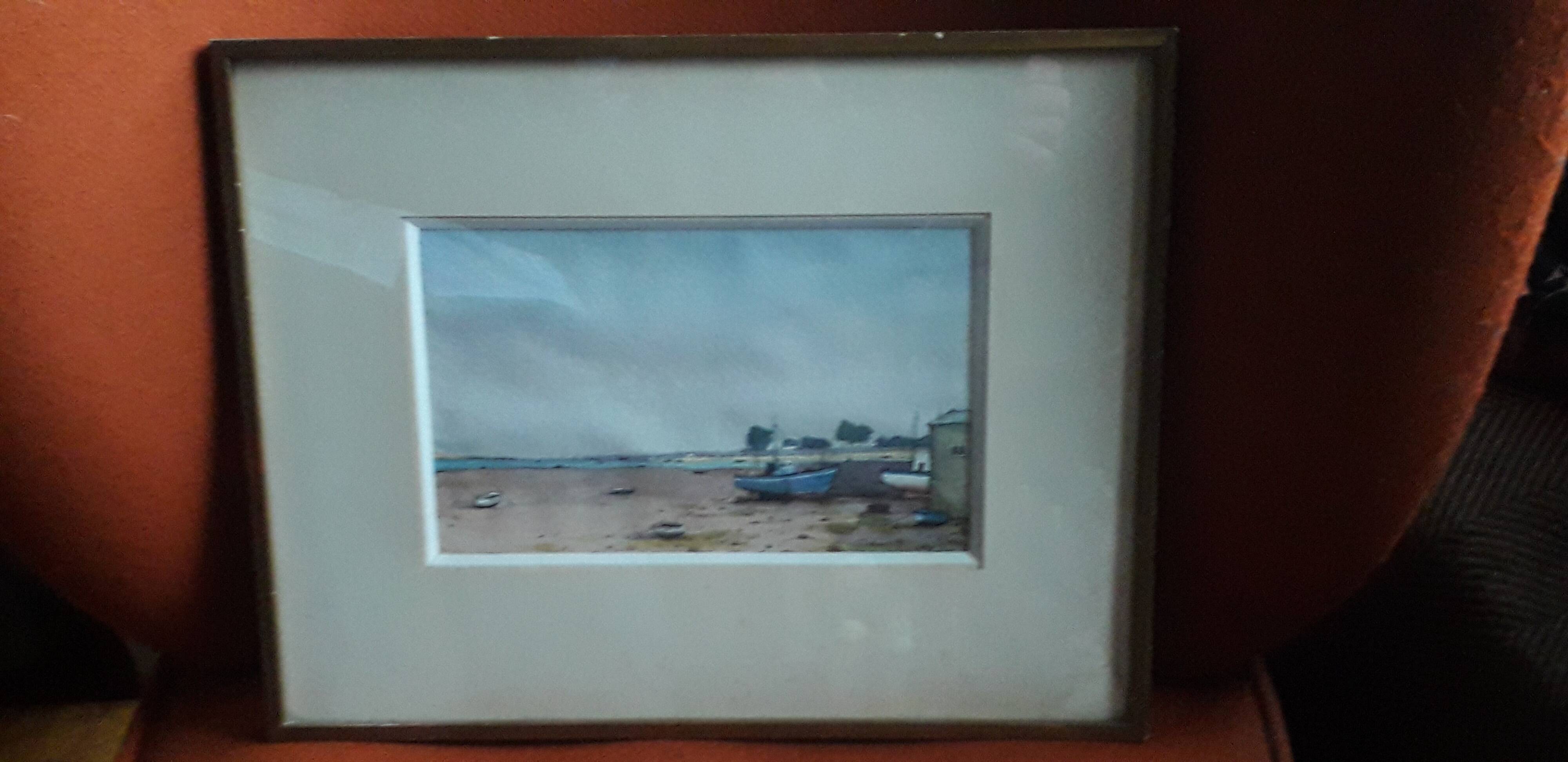 Old painting representing a seaside landscape