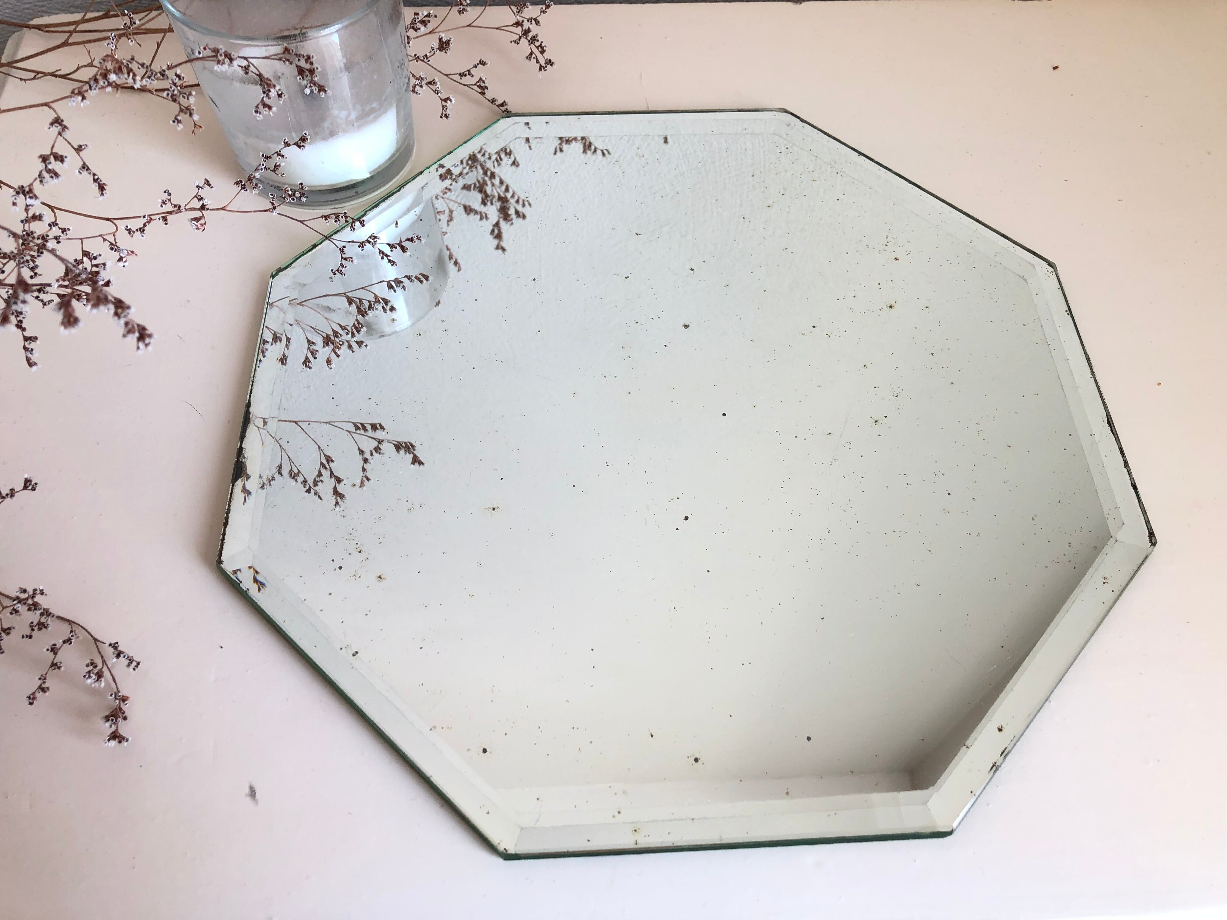 Octagonal bevelled mirror 27 x 27 cm