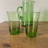 Service d'orangeade vintage en verre vert