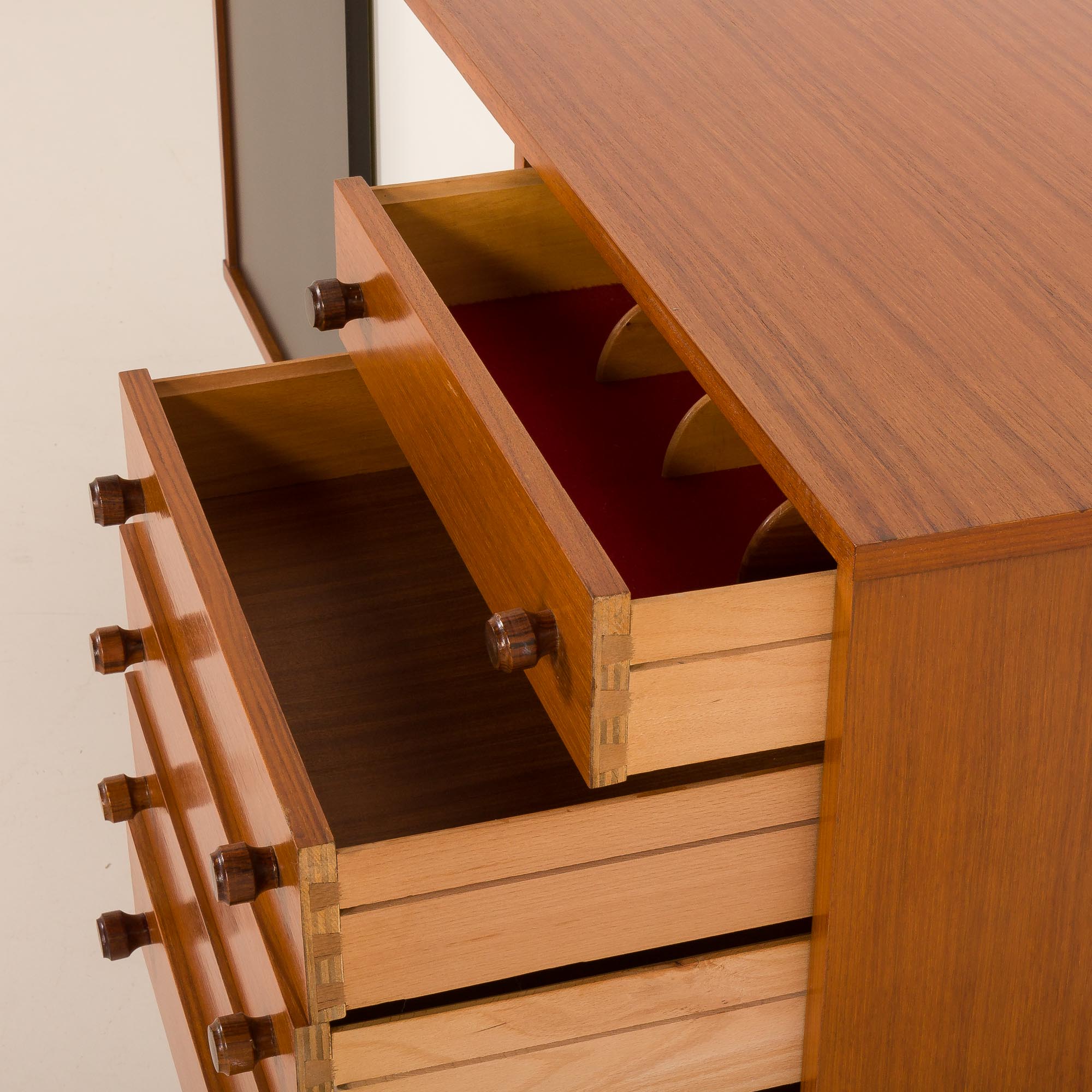 Vintage teak sideboard in the style of Charlotte Perriand, 1970s