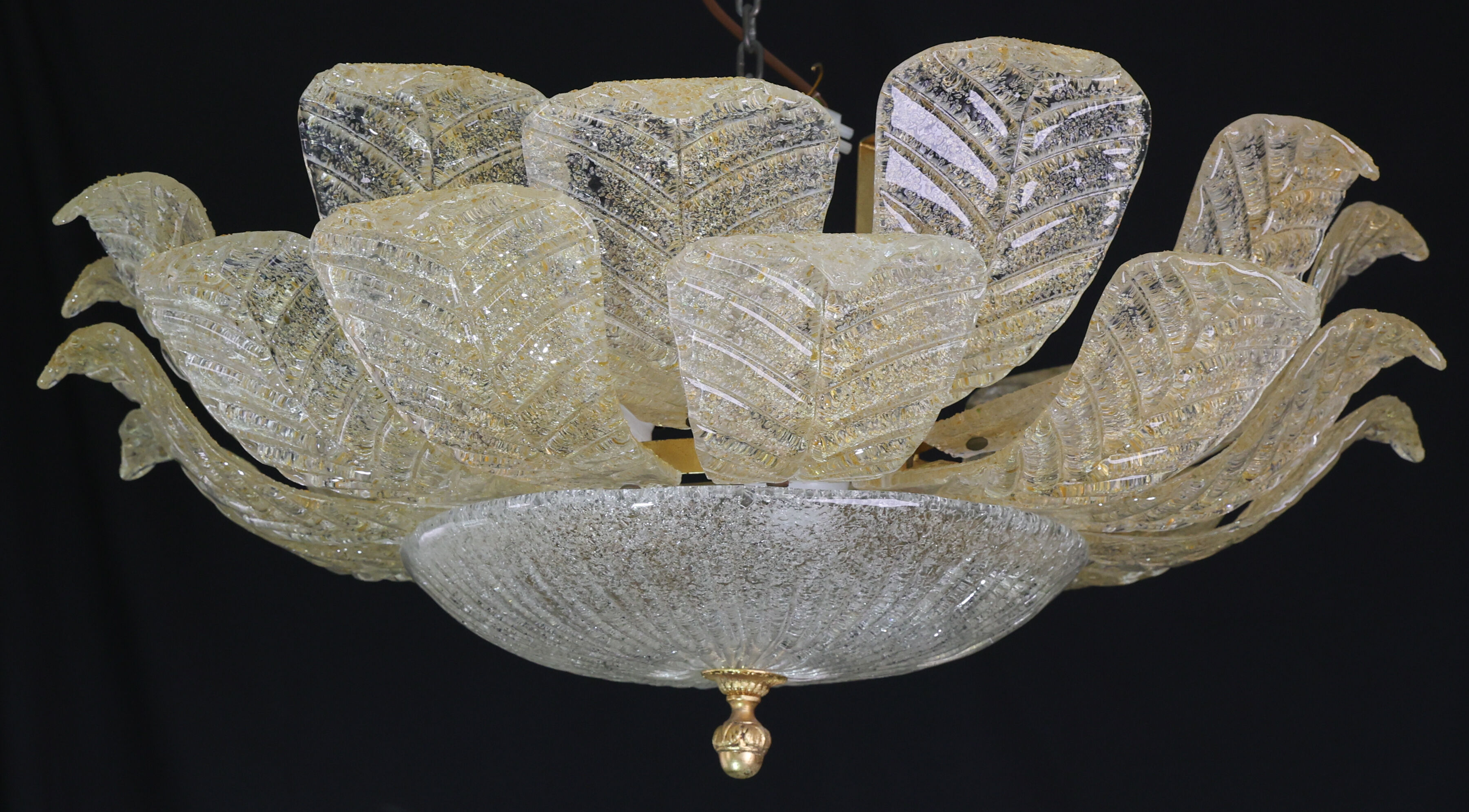 Dubai, Large Size Murano Glass Gold Flush Mount, 1970s