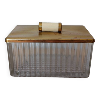 Vintage decorative box in ribbed glass – 1960s/70s