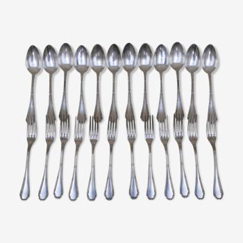 Housewife 12 forks and 12 tablespoons in silver metal