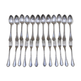 Ménagère 12 fourchettes et 12 cuillères à soupe en métal argenté