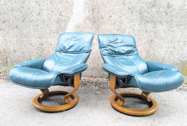 Fauteuils en cuir Stressless par Ekornes, Norvège, 1980, set de 2