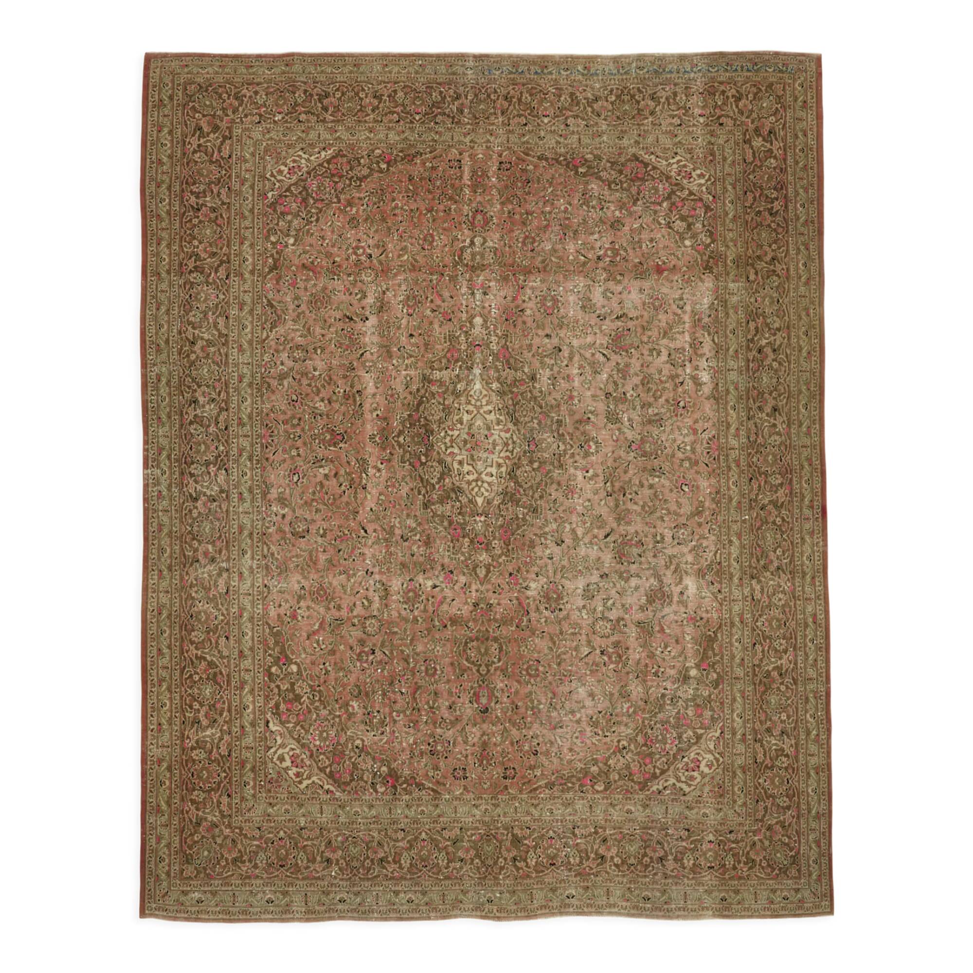 Handmade Oriental Unique 1980s 290 cm x 370 cm Beige Wool Carpet