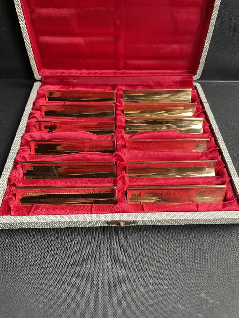 2968 and 2969 – Box of 12 gilded copper knife holders – Navarre factories in Évreux (Eure)