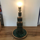 Malachite chrysocolla and brass lamp base