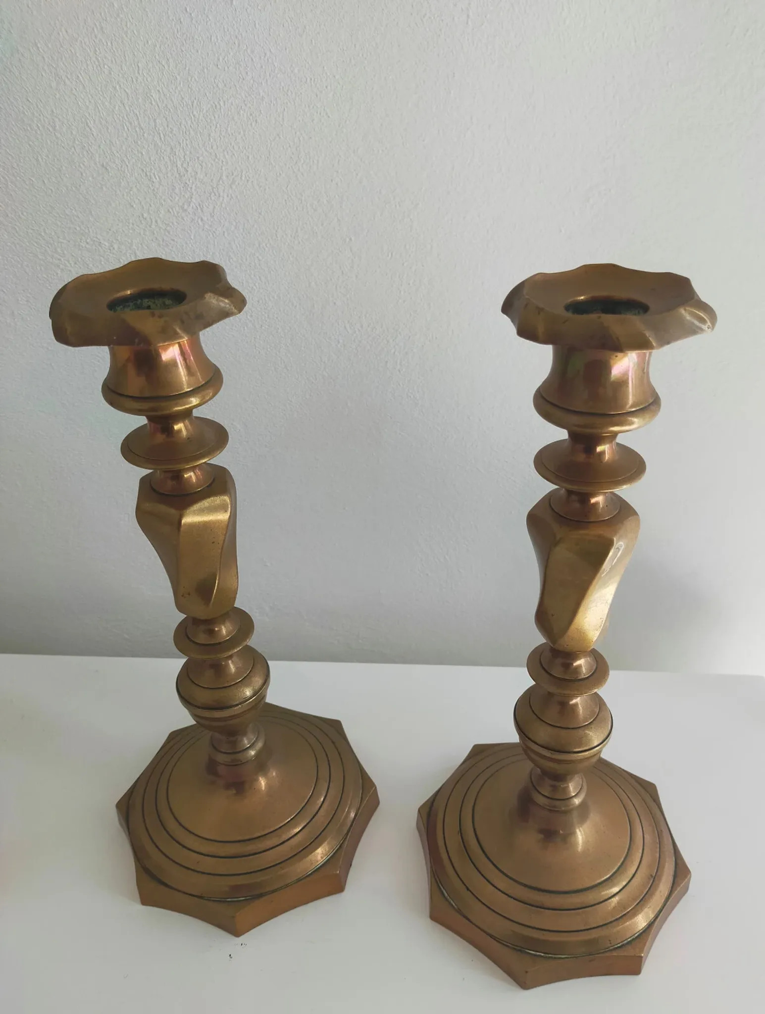 Pair of bronze candlestick holders from the 19th century