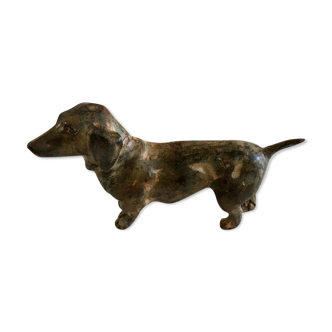 Polychrome patina dog - stamped Pierre Chenet