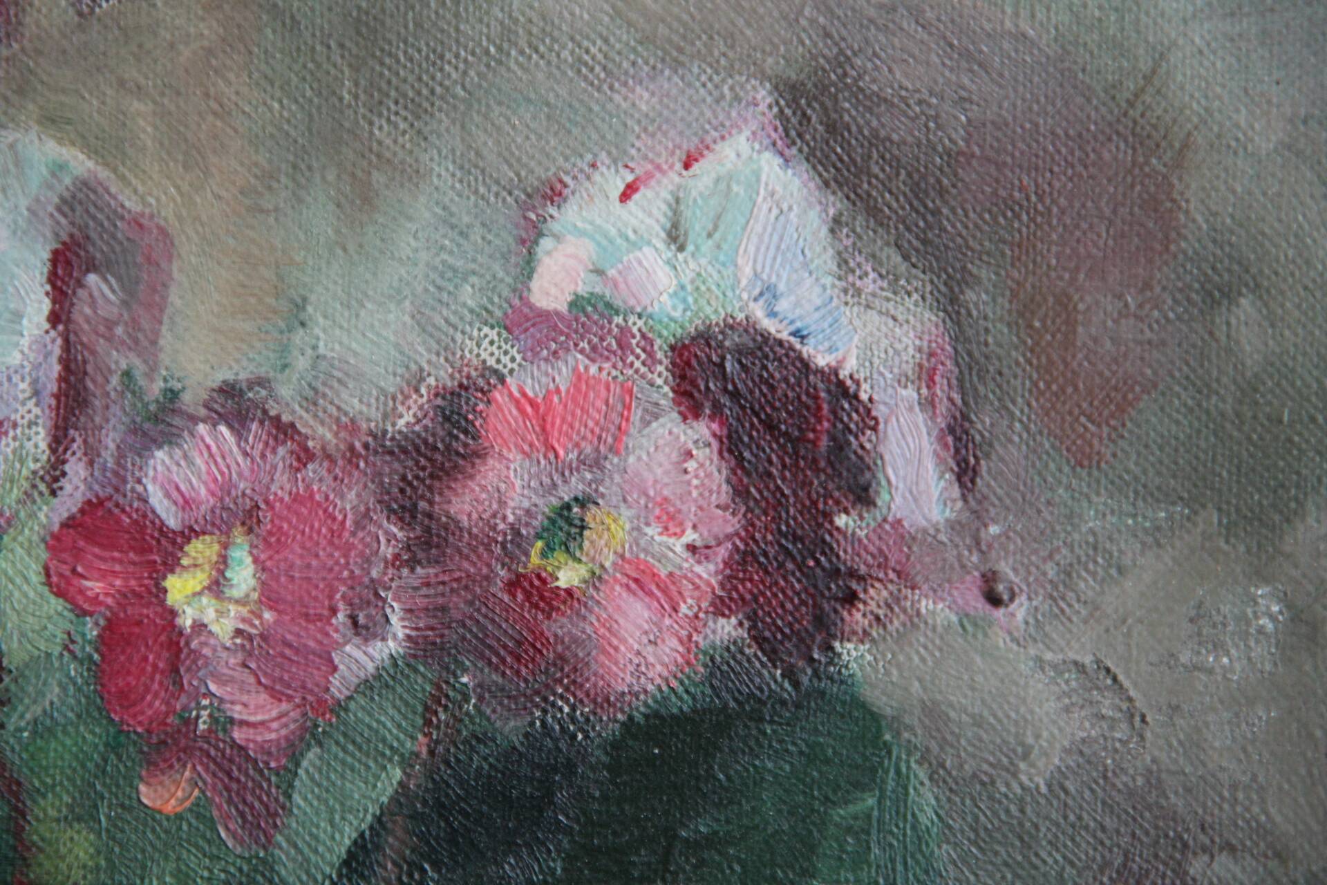 Oil on canvas primroses