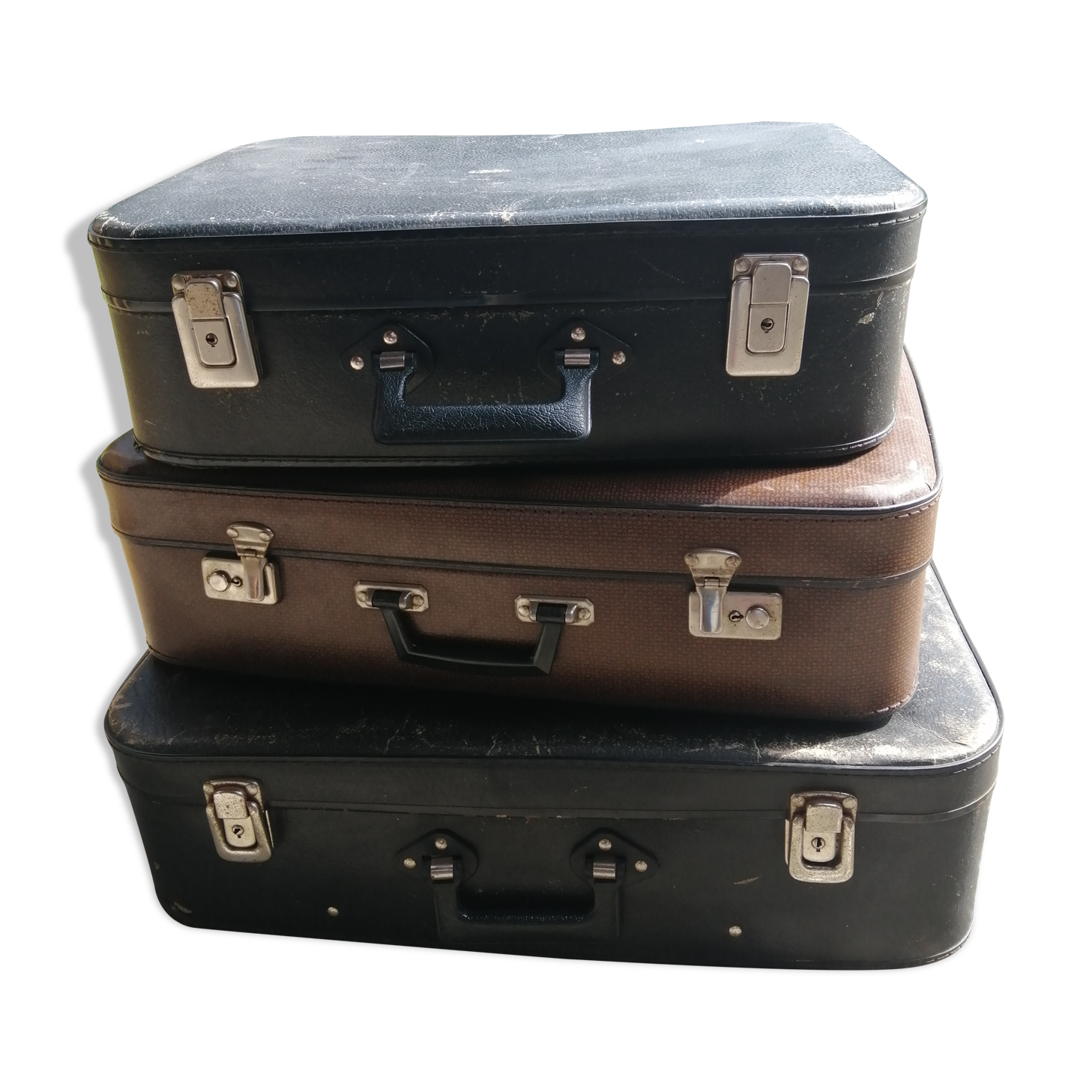 Lot 3 valises vintage en cuir
